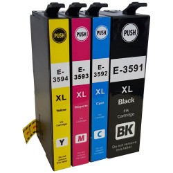 Cartouche d'encre équivalent à Epson Multipack 35XL Pack de 4 Noir, Jaune, Cyan, Magenta