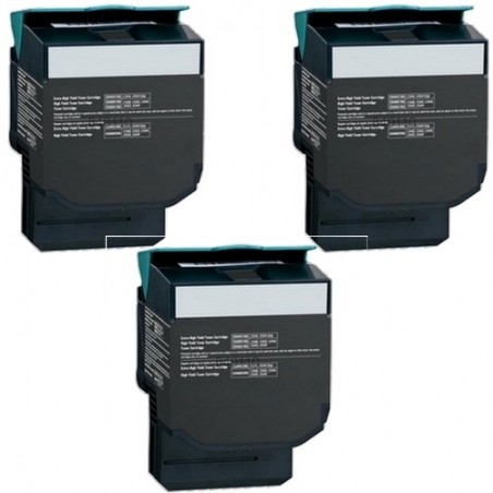 Toner équivalent à Lexmark 702HK Pack de 3 Noir