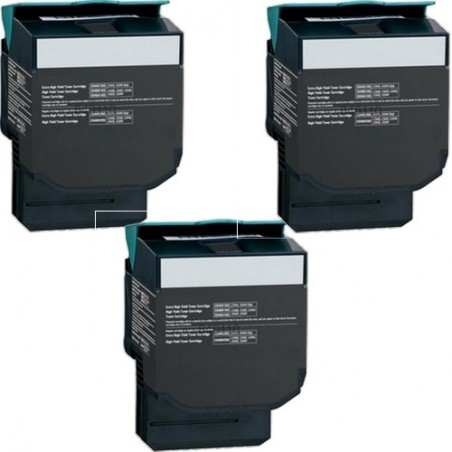 Toner équivalent à Lexmark 802H Pack de 3 Noir